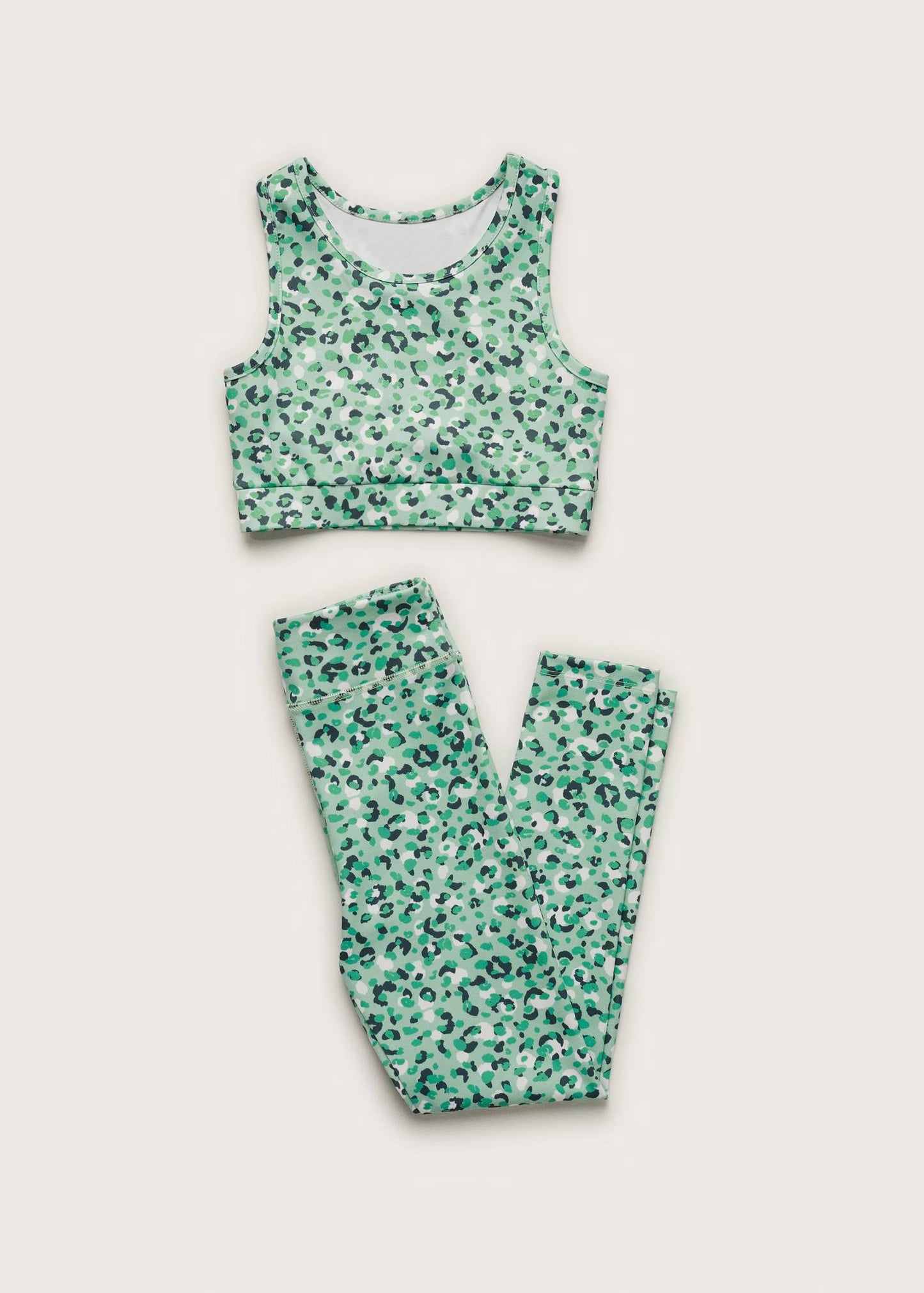 Baby girls green cheetah two pieces active wear athletic summer yoga outfit preorder