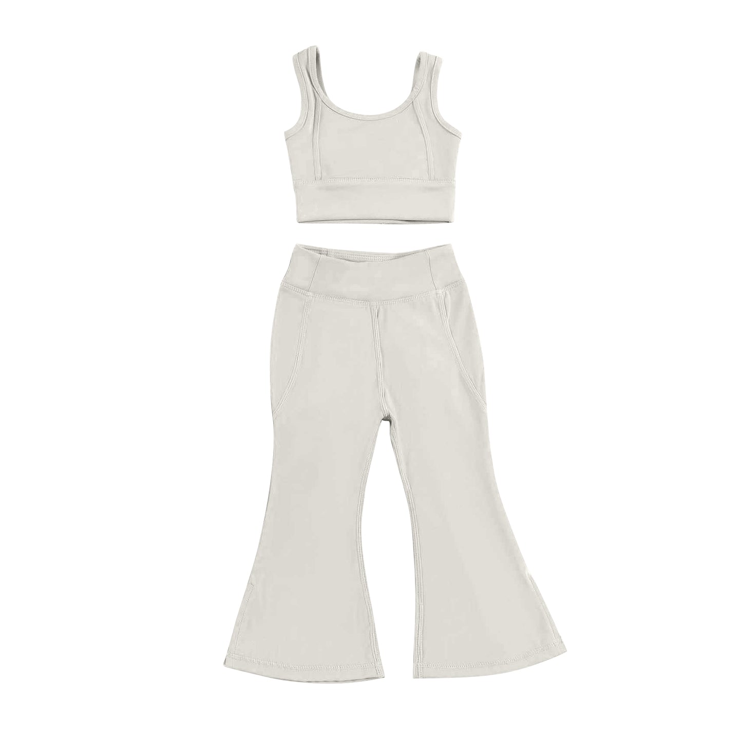 Baby girls cream active wear athletic summer yoga pants outfit preorder