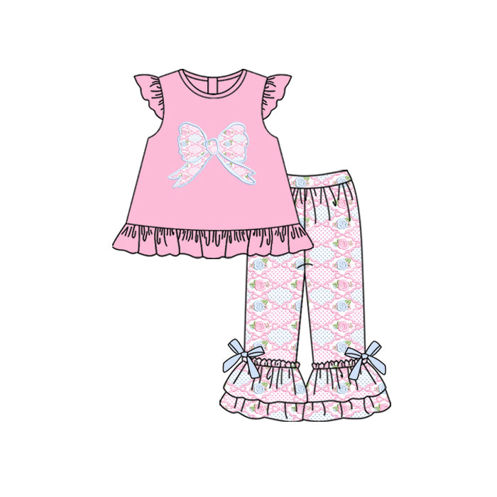 Toddle baby girls floral bow outfit preorder