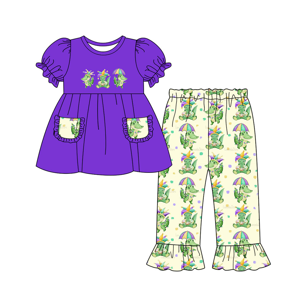 Mardi Gras dinosaur kids long sleeve clothes preorder