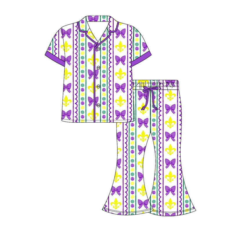 Adult women short sleeve Mardi Gras pajama set preorder