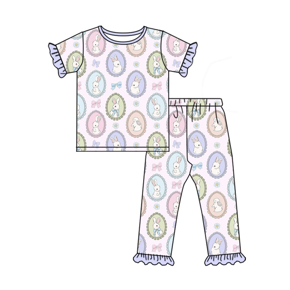 Easter bunny design girls holiday outfit preorder