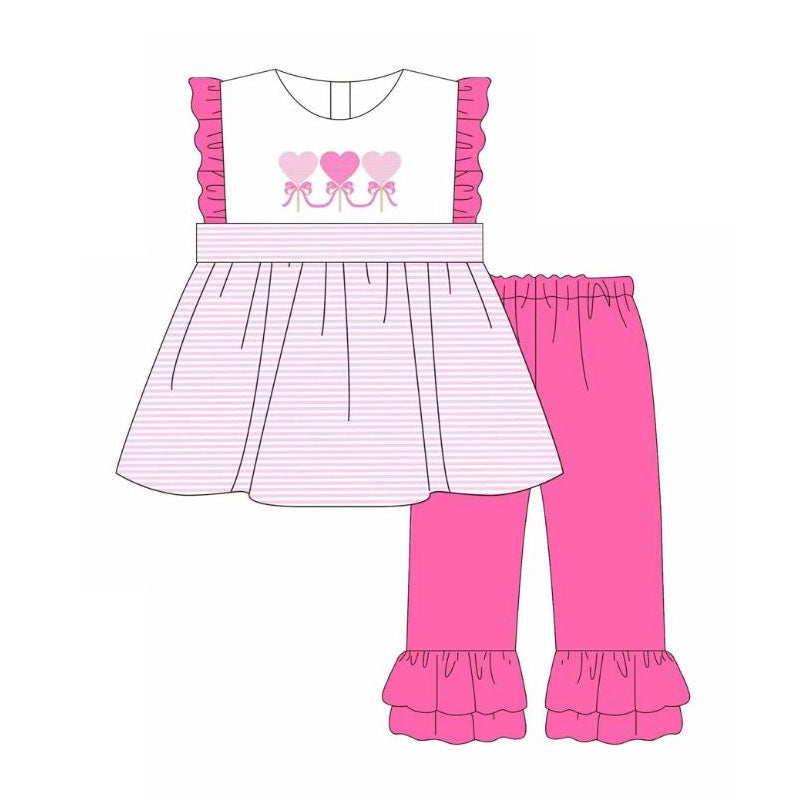 Valentines heart design girls holiday outfit preorder