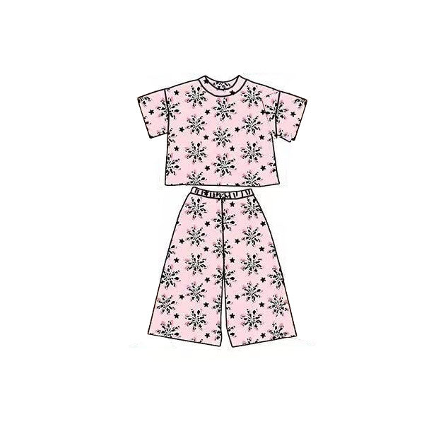 Flowers print short sleeve top matching pants baby girl outfit preorder