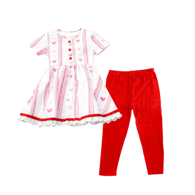 Valentines heart top matching pants girls short sleeve clothes preorder