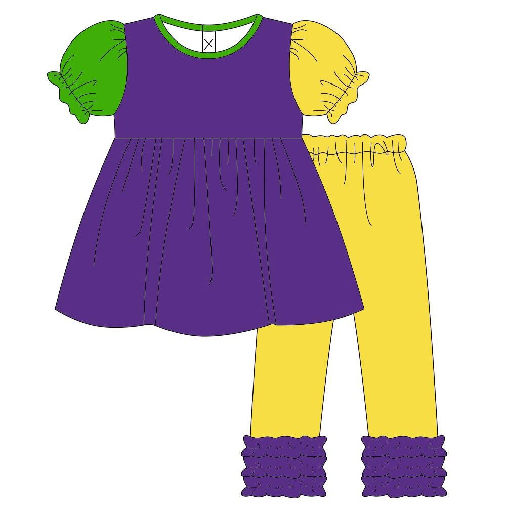 Mardi Gras top matching pants kids girls holiday clothes preorder