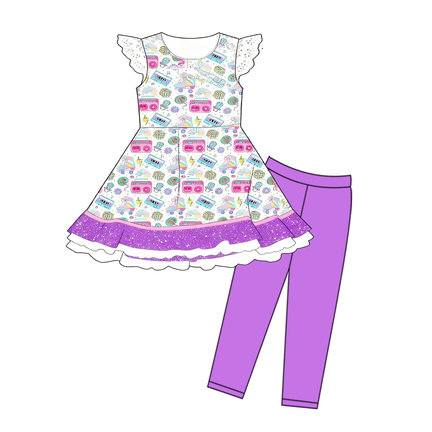 Music tape girls short sleeve outfit preorder