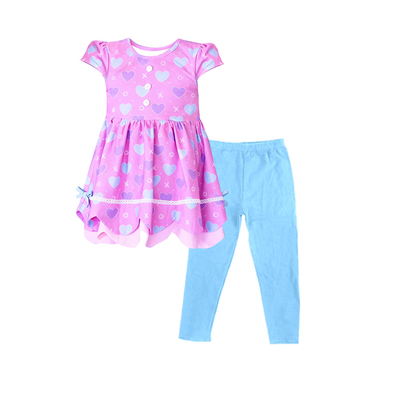 Valentines heart top matching pants girls outfit preorder