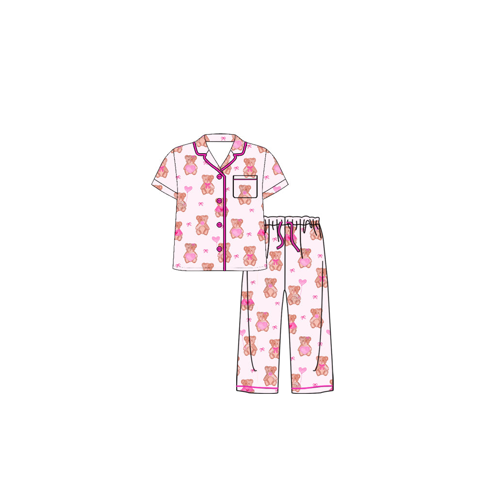 Valentines bear heart top matching pants kids pajama set outfit preorder