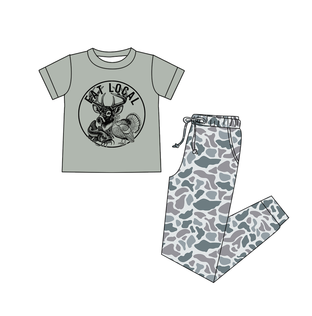 Adult Women camo top pants short sleeve outfit preorder