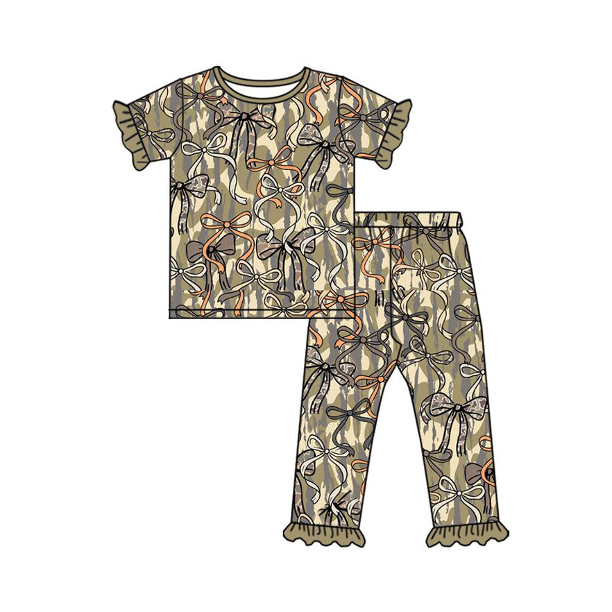 Baby girls camo bow short sleeve outfit preorder