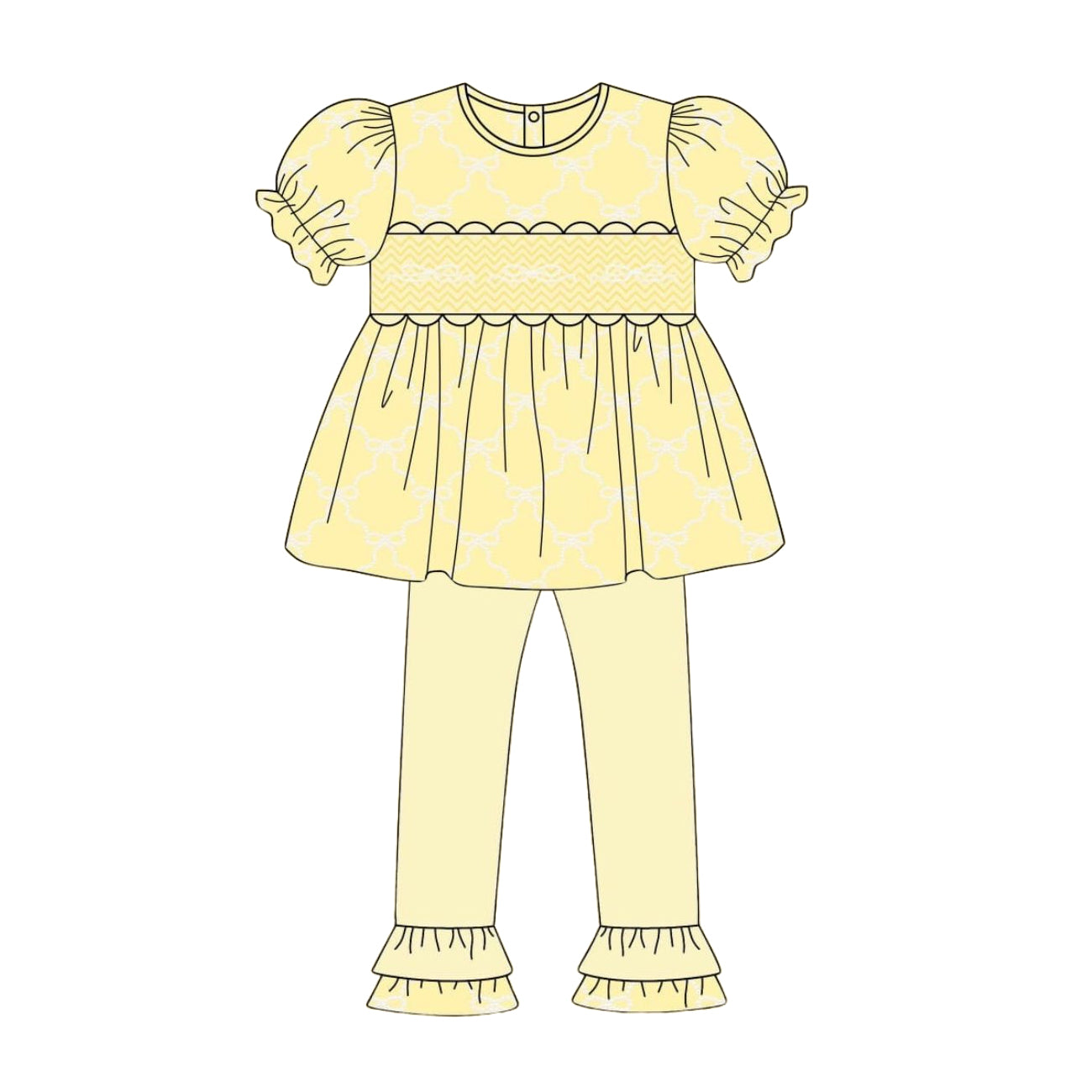 Yellow bow top matching pants outfit preorder