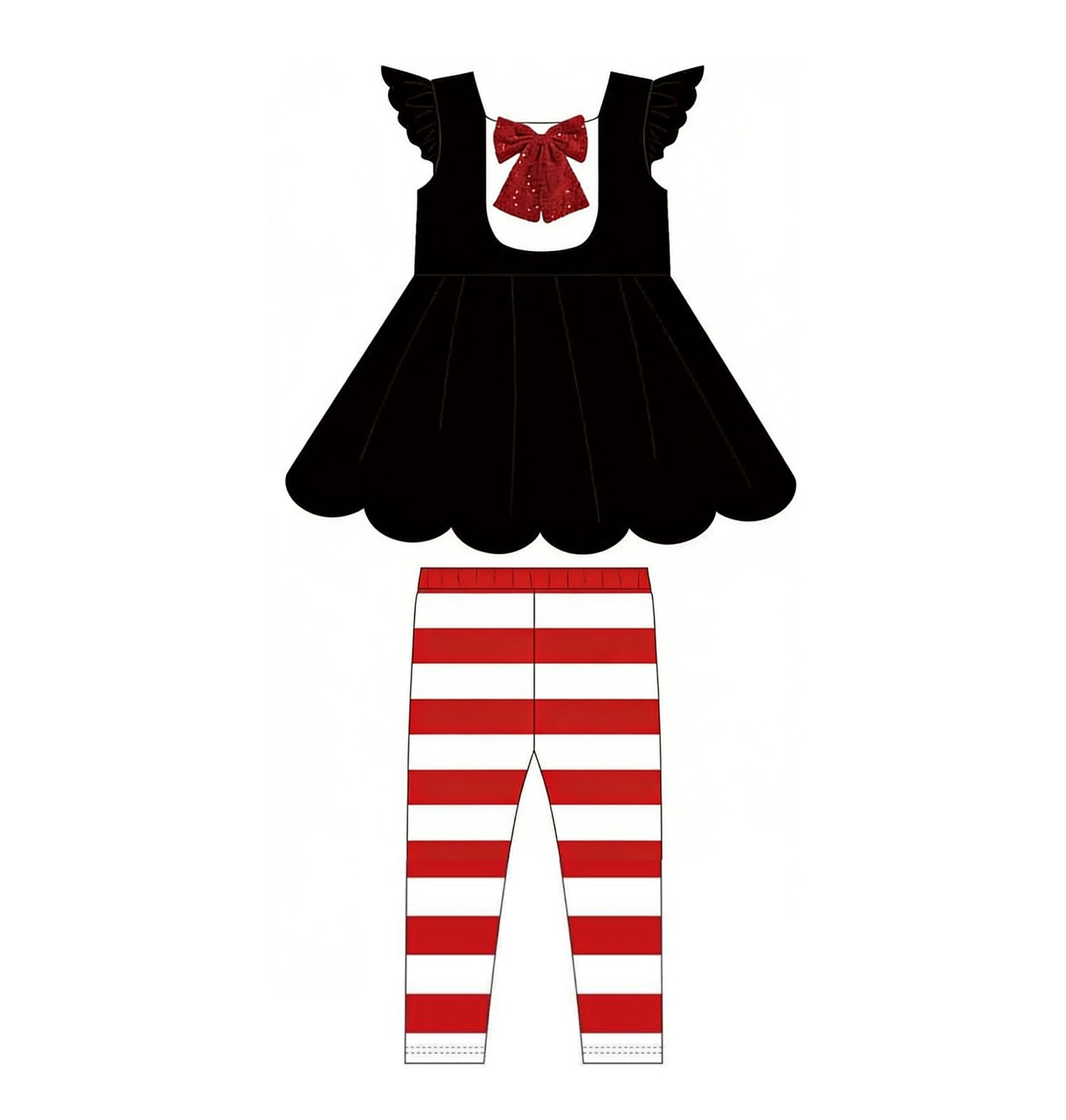 Black top matching pants girls boutique outfit preorder