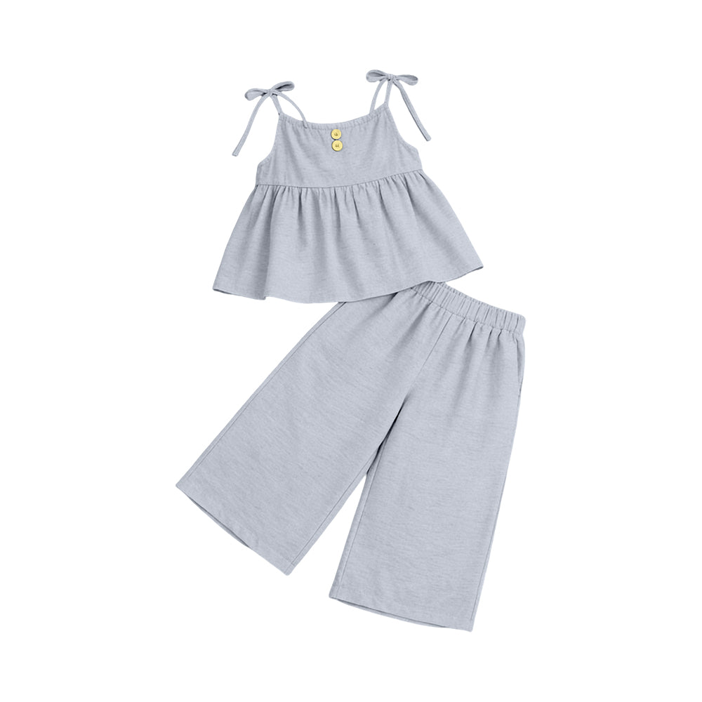 Grey tank top matching pants girls summer outfit preorder