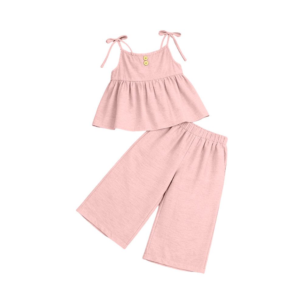 Pink tank top matching pants girls summer outfit preorder