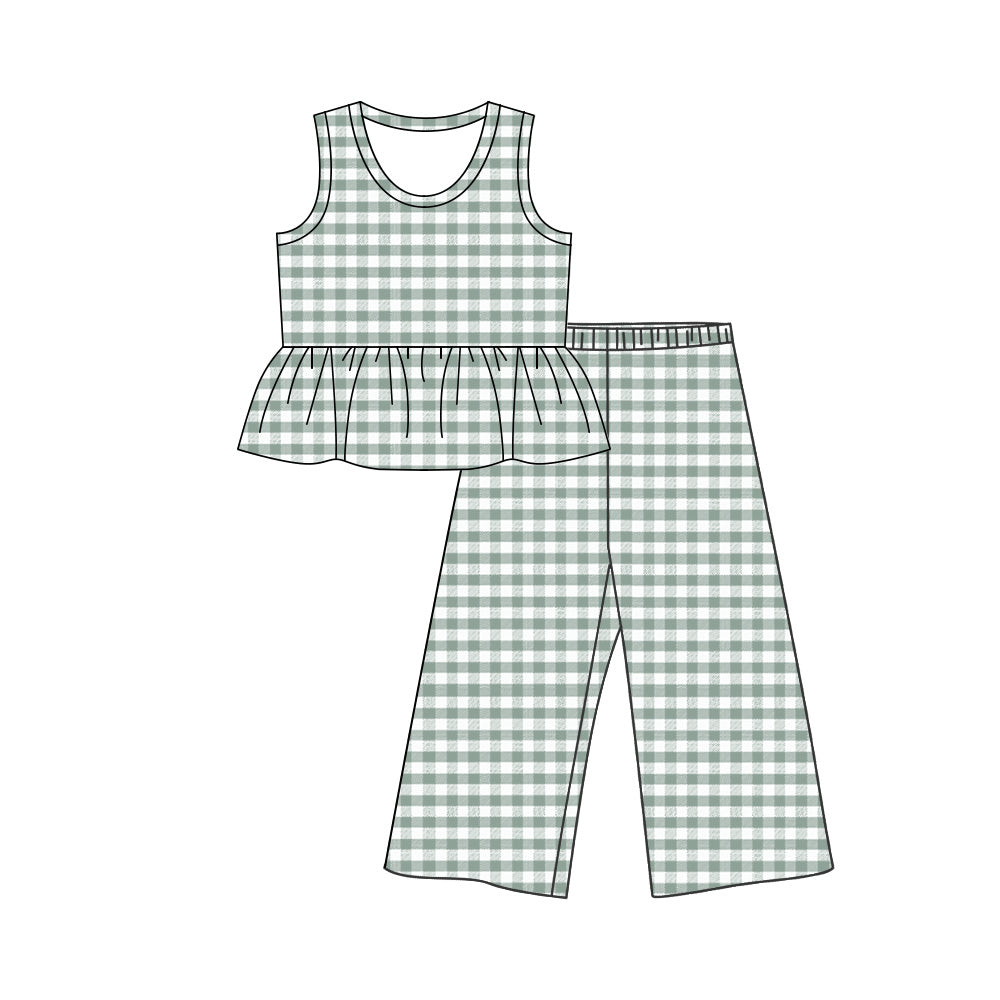 Green plaid tank top matching pants girls pants outfit preorder