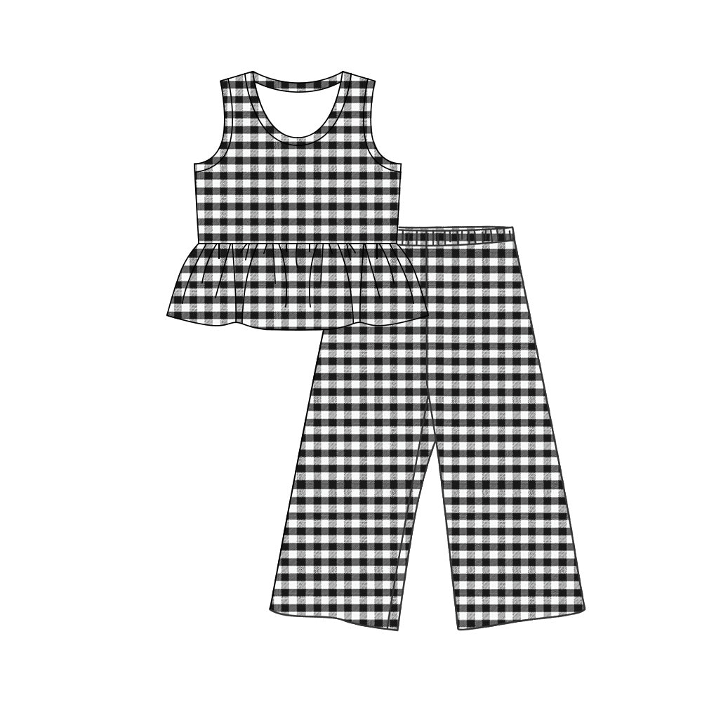 Black plaid tank top matching pants girls pants outfit preorder