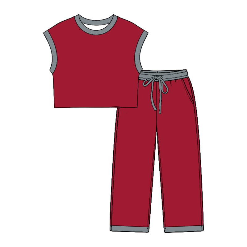 Team color top matching pants girls wholesale factory price outfit preorder