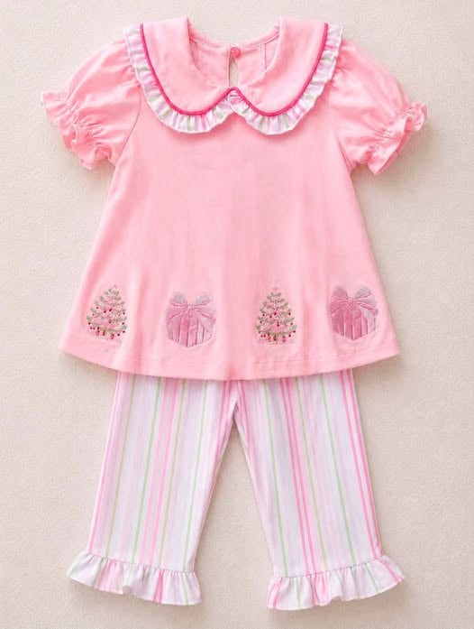 Christmas tree top matching pants girls wholesale factory price outfit preorder