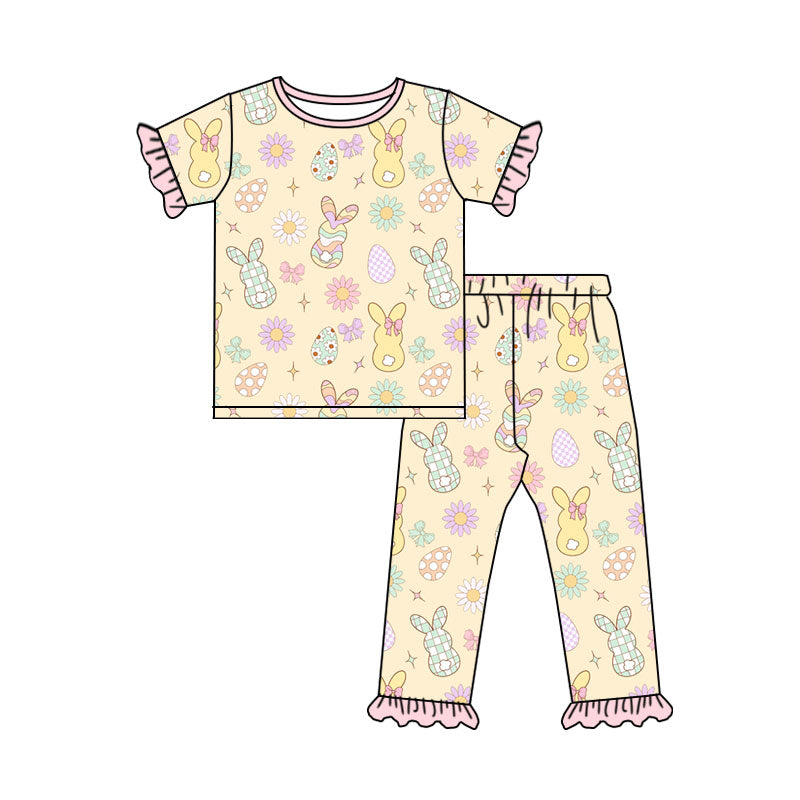 Easter bunny short sleeve top matching pants girls outfit preorder