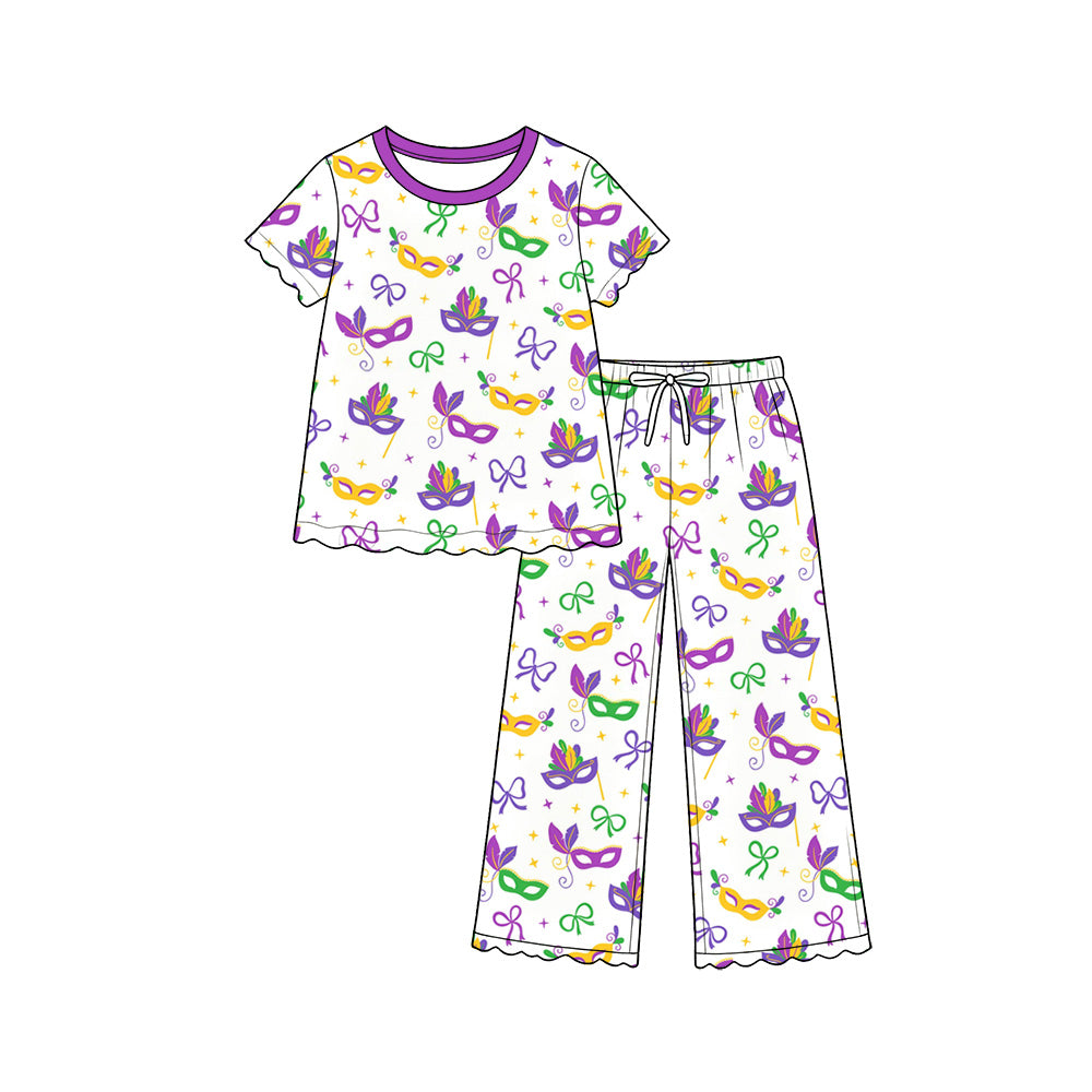 Mardi Gras long sleeve top matching pants girls outfit preorder