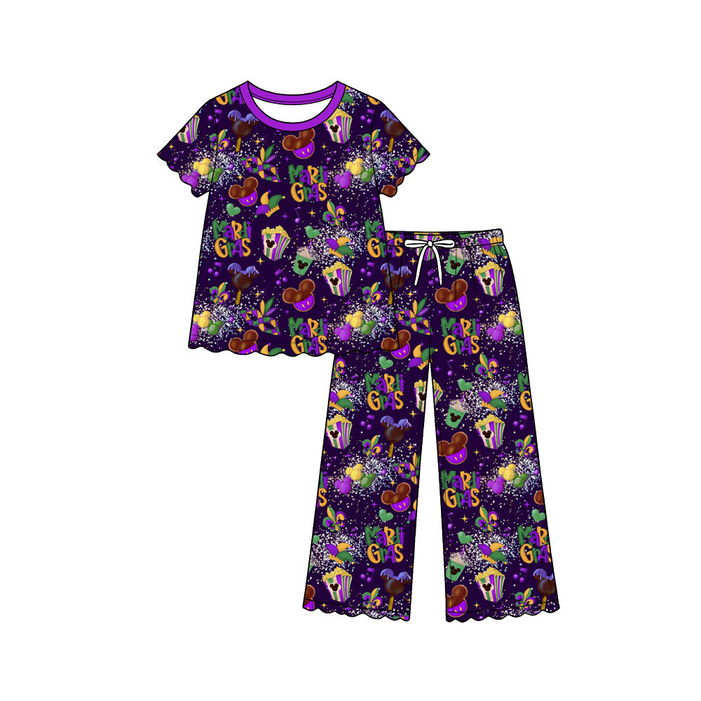 Mardi Gras long sleeve top matching pants girls outfit preorder
