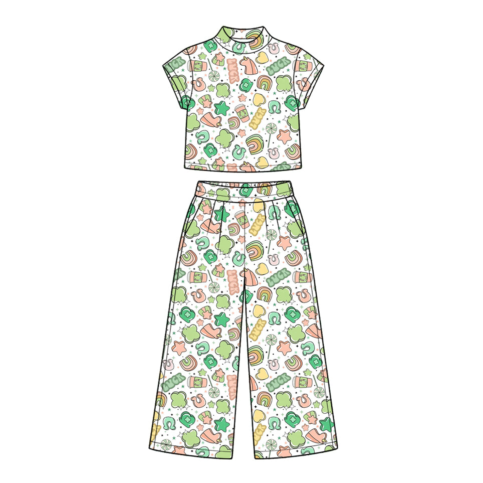 Saint Patrick's Day short sleeve top pants set outfit preorder