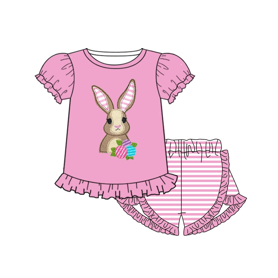 baby girl Easter bunny egg top pink gingham summer short set preorder