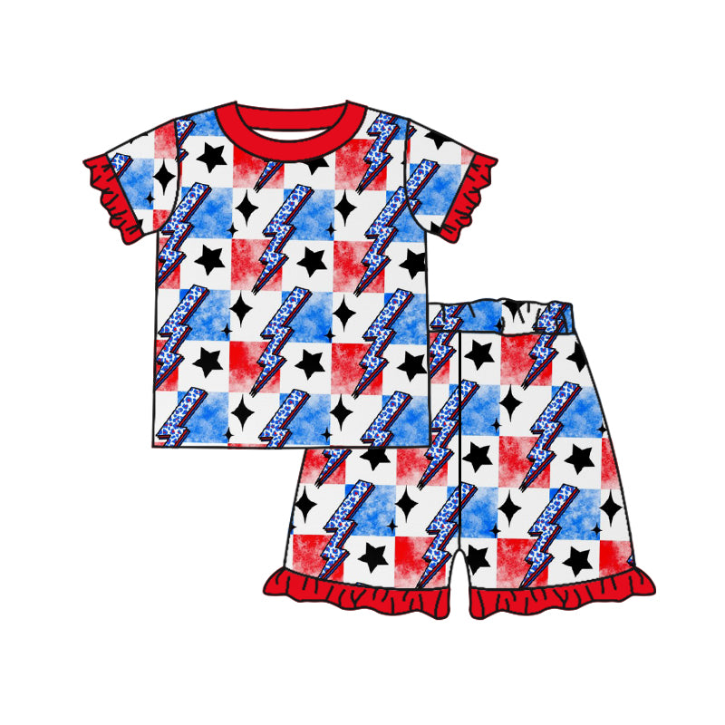 girls red blue flash july 4th patriotic outfit preorder