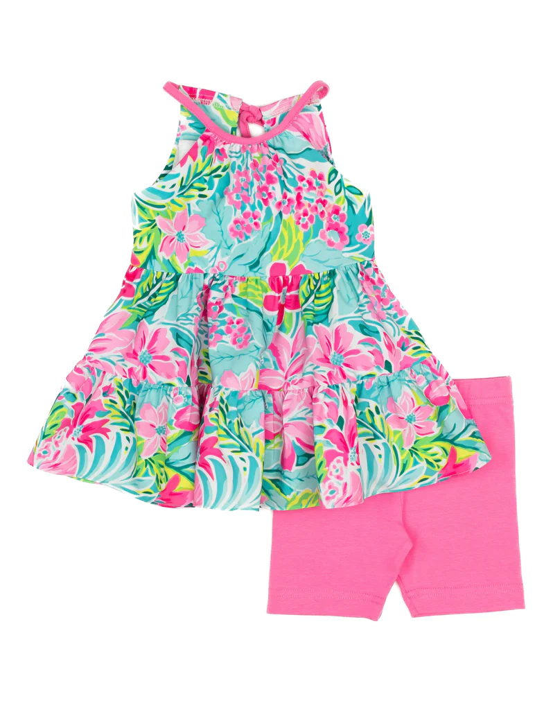 baby girl hot pink floral design cotton shorts summer outfit preorder