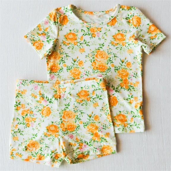 baby girls clothes orange floral boutique short set preorder