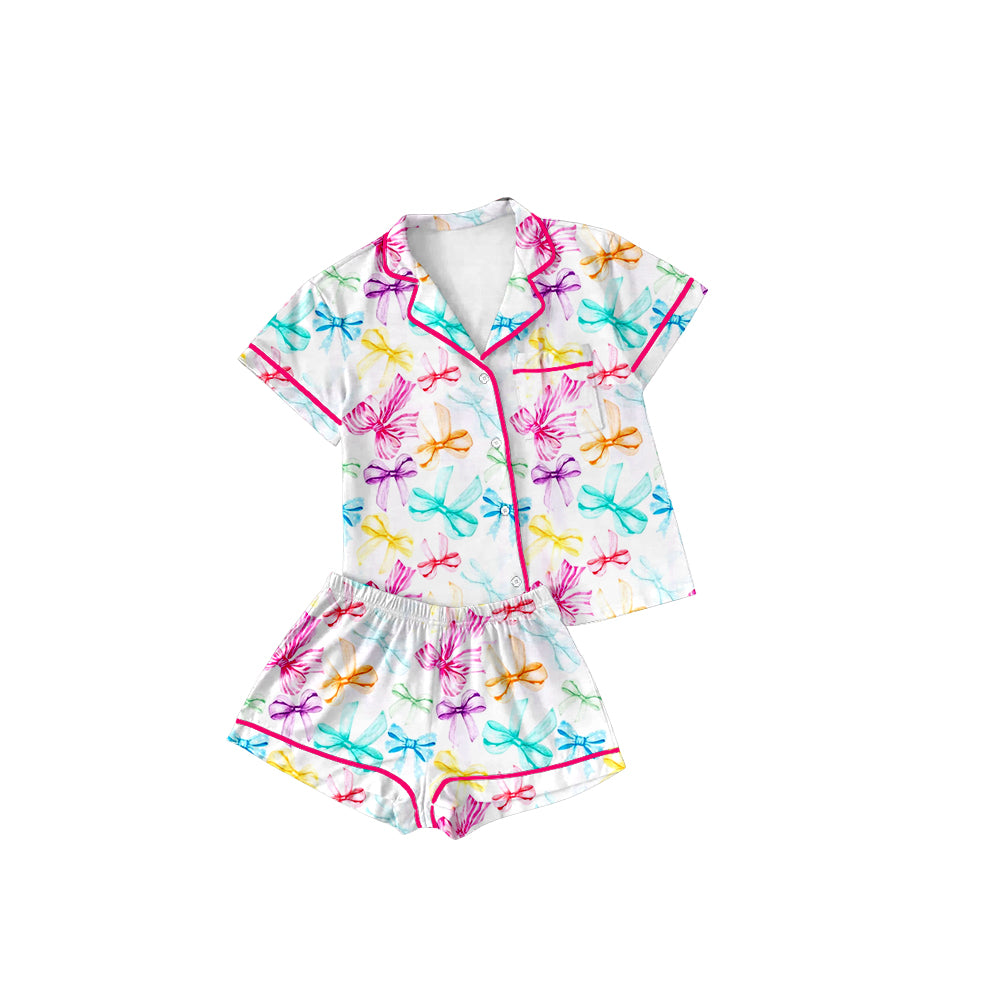 Adult women bow design short sleeve pajama set preorder