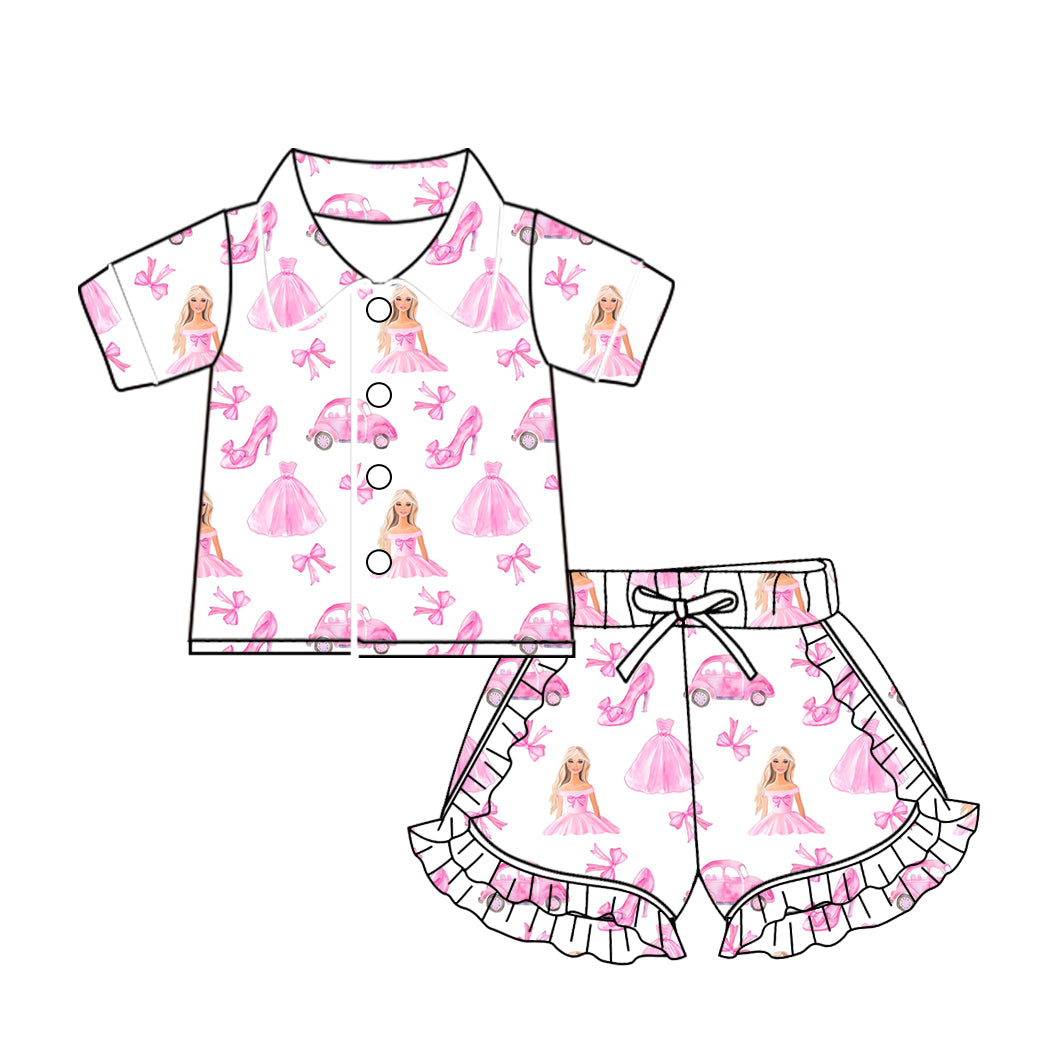 Pink doll baby girls summer pajama set preorder