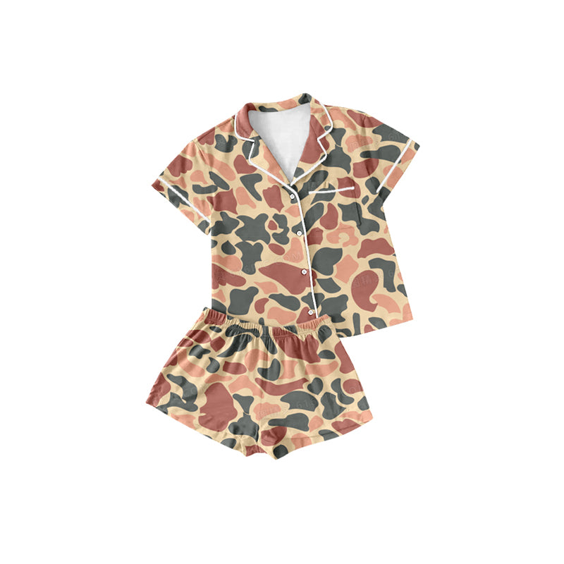 pink navy camo baby girls pajama set preorder