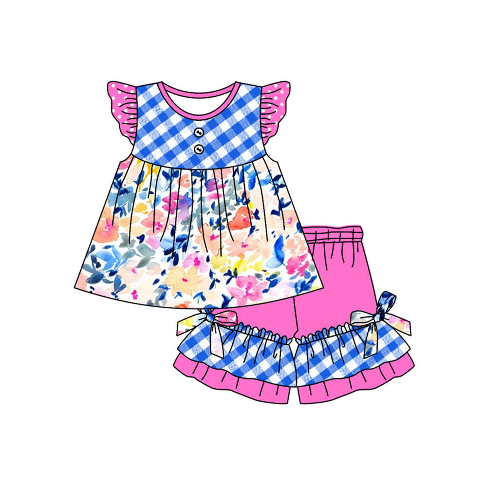 Pink blue flower baby boy summer clothes preorder