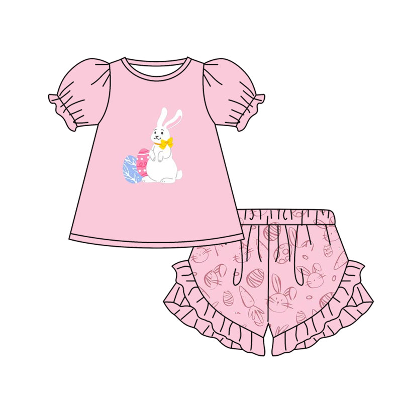 Easter bunny pink top matching shorts baby girl outfit preorder