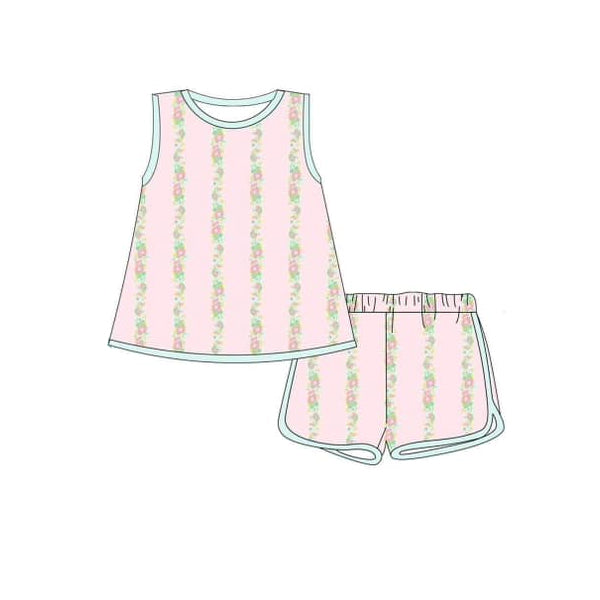 Pink floral baby girls summer outfit preorder