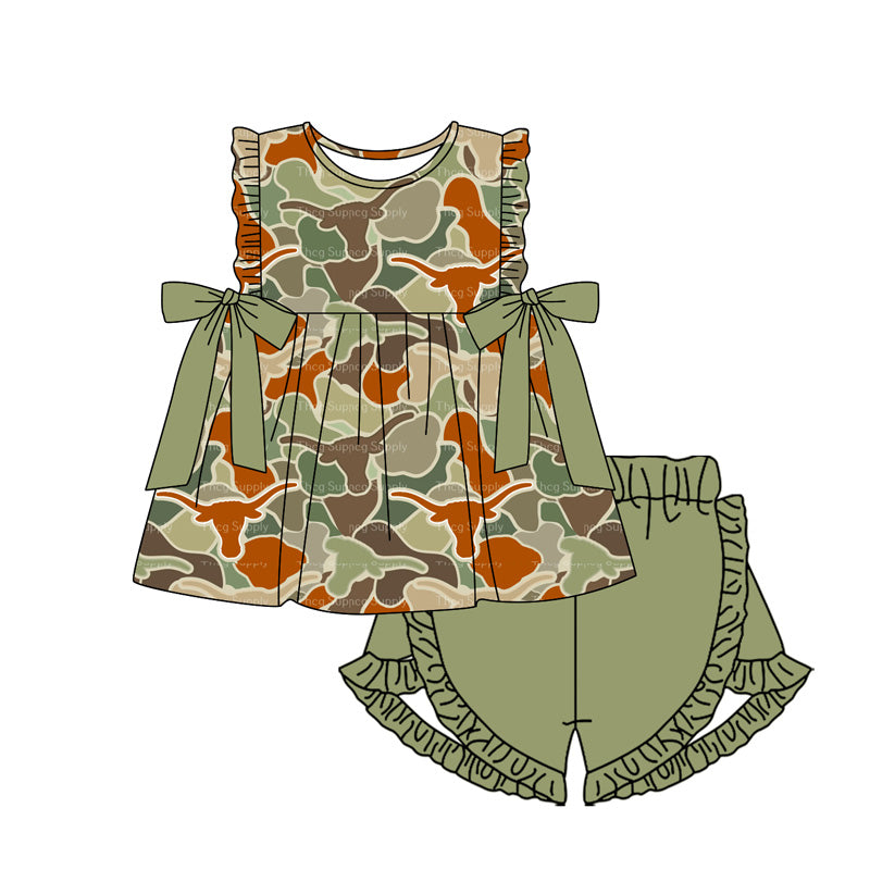 Baby girl western cow camo summer outfit preorder