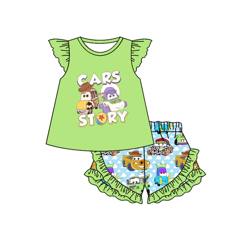 Cars story baby girl summer cartoon outfit preorder