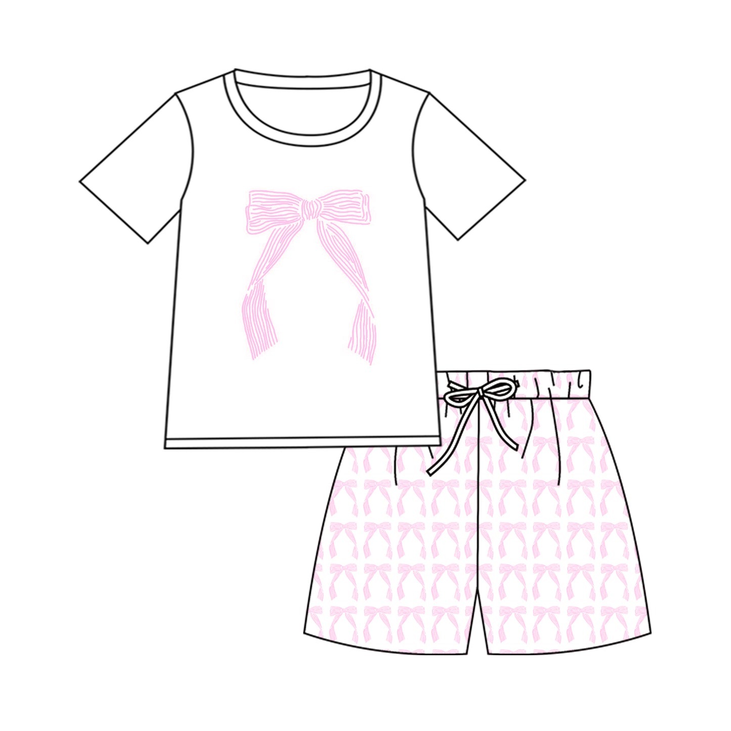 Adult women pink bow shirt matching shorts summer outfit preorder