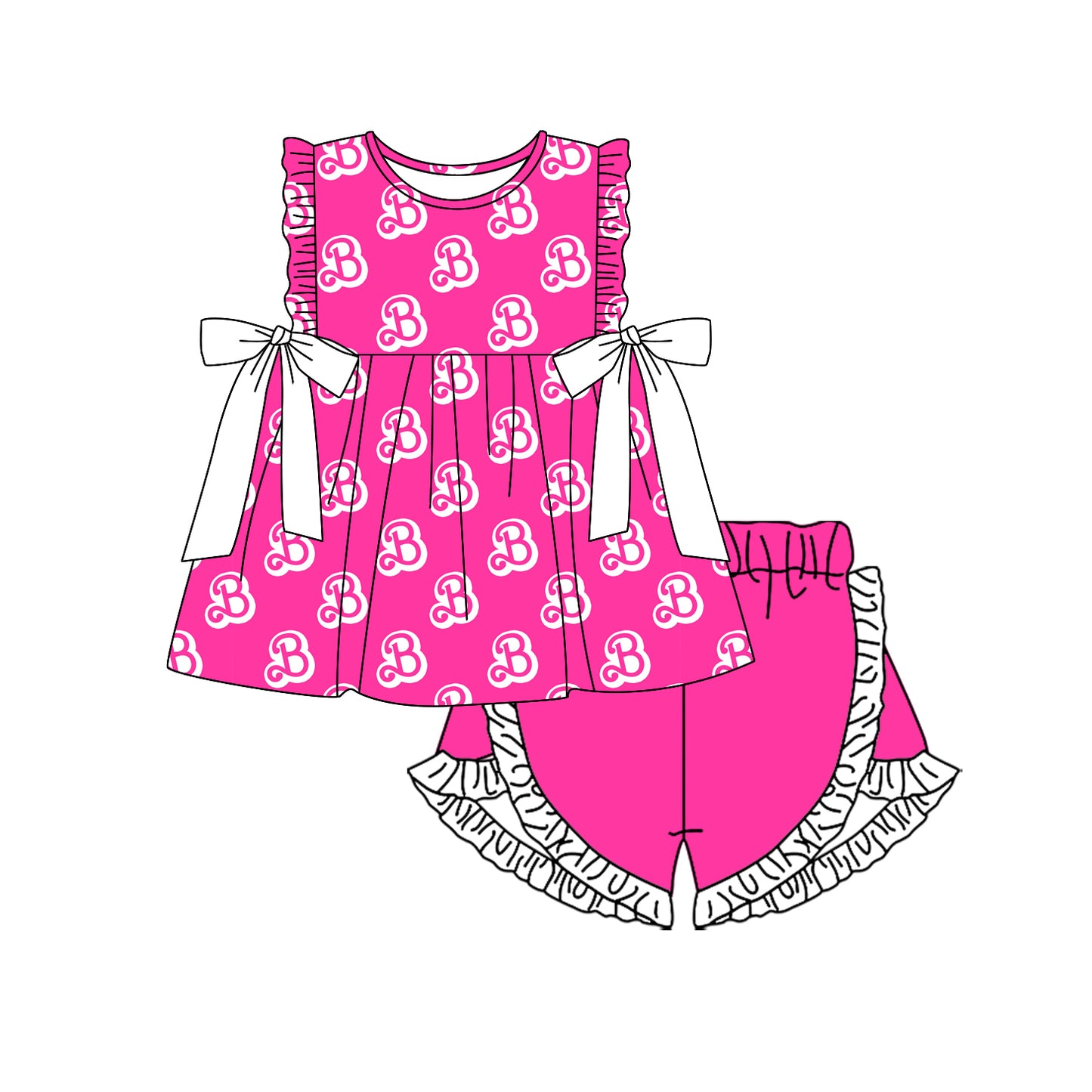 Baby girl pink doll design summer outfit preorder