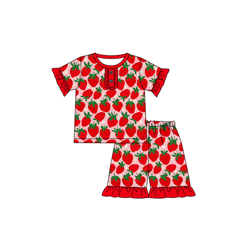 Strawberry top matching shorts girls summer outfit preorder