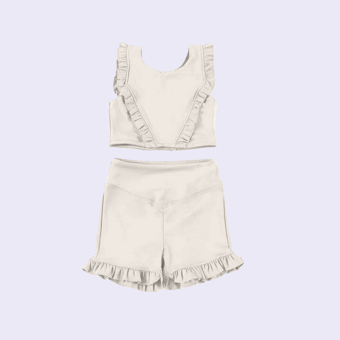 Baby girls white active wear athletic summer yoga outfit preorder
