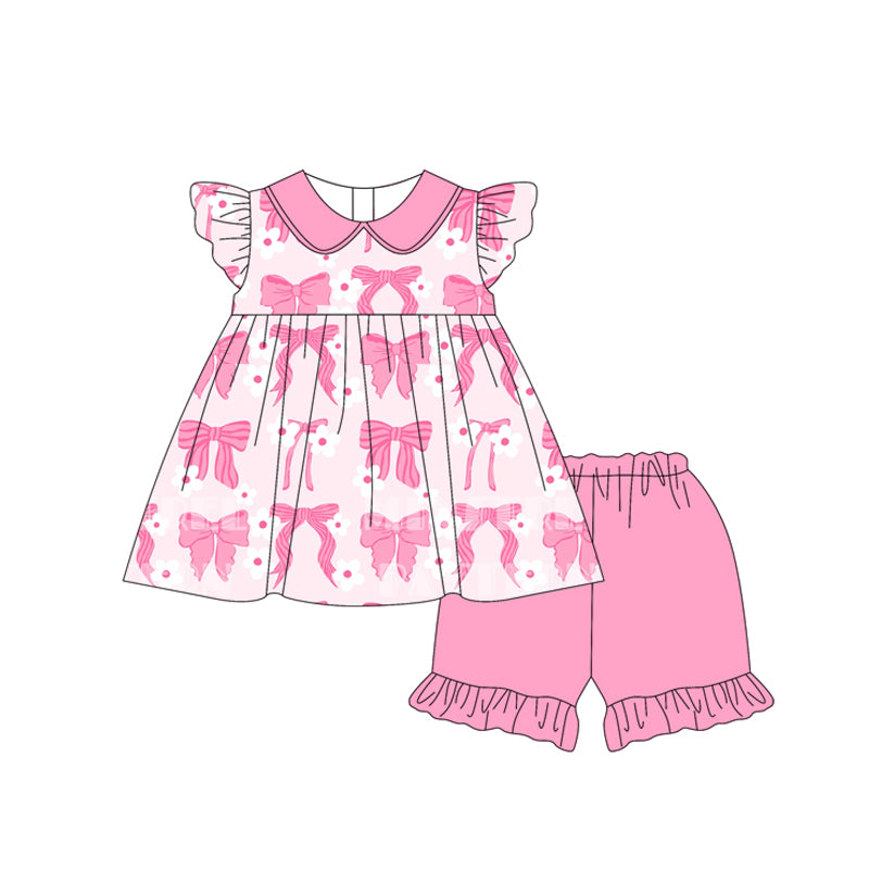 Baby girls pink bow flower summer outfit preorder