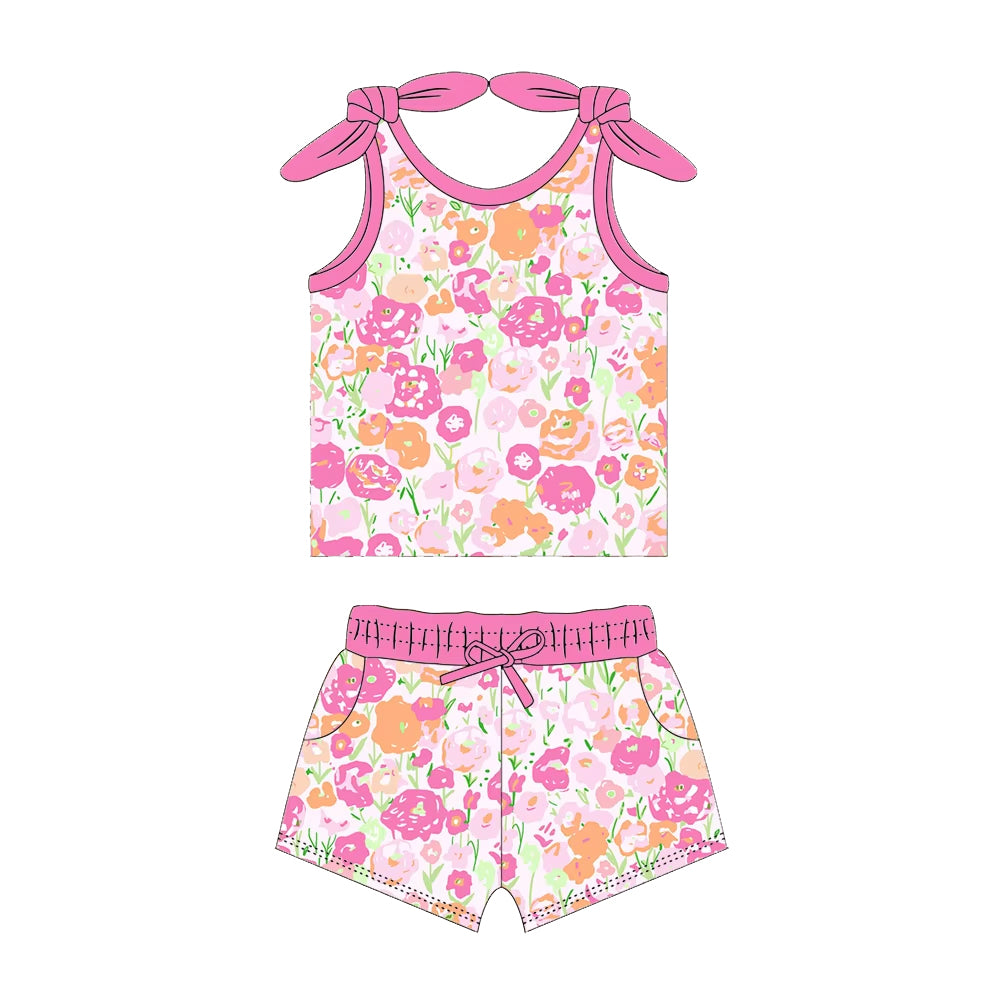 Infant baby girls pink floral summer clothes preorder