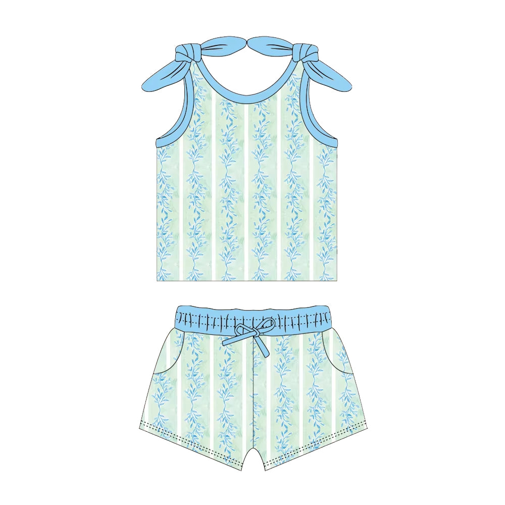 Infant baby girls blue floral summer clothes preorder