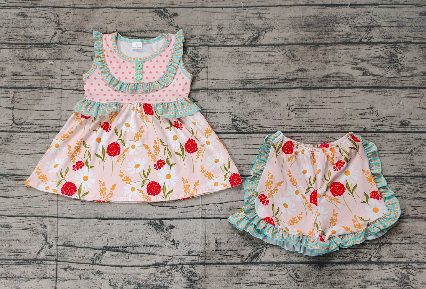 Red white flower girls matching outfit preorder