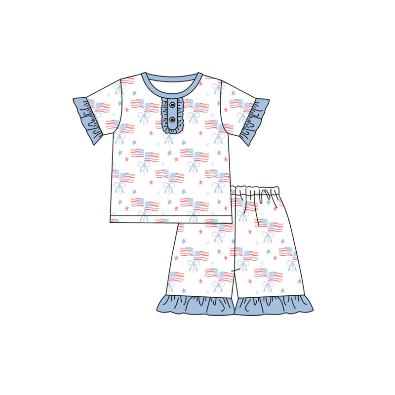 Baby girl America flag July 4th summer outfit preorder