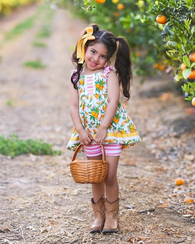 Toddle baby girl peach print summer outfit preorder