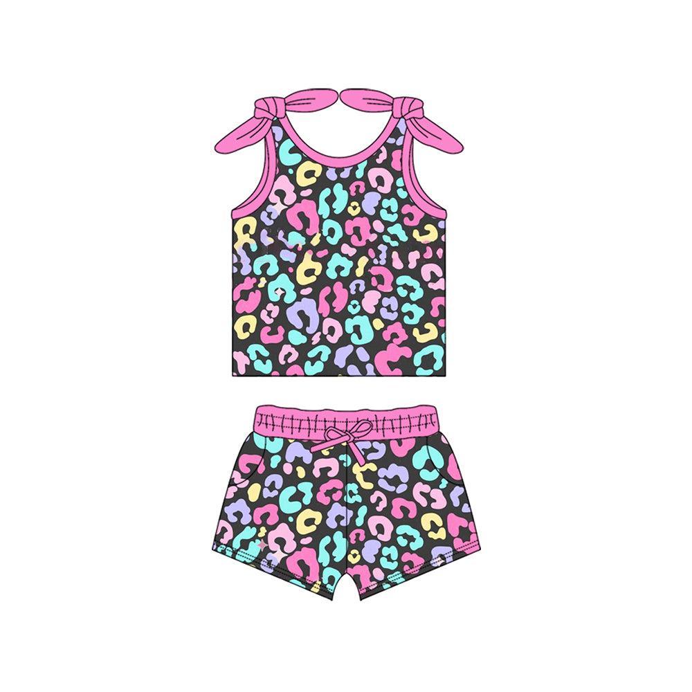 Girls colorful cheetah design summer outfit preorder